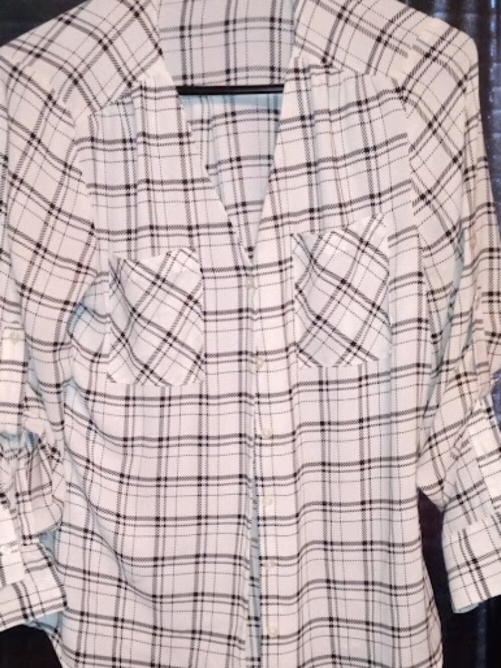 express ladies button up small roll up sleeves pockets very nice Small